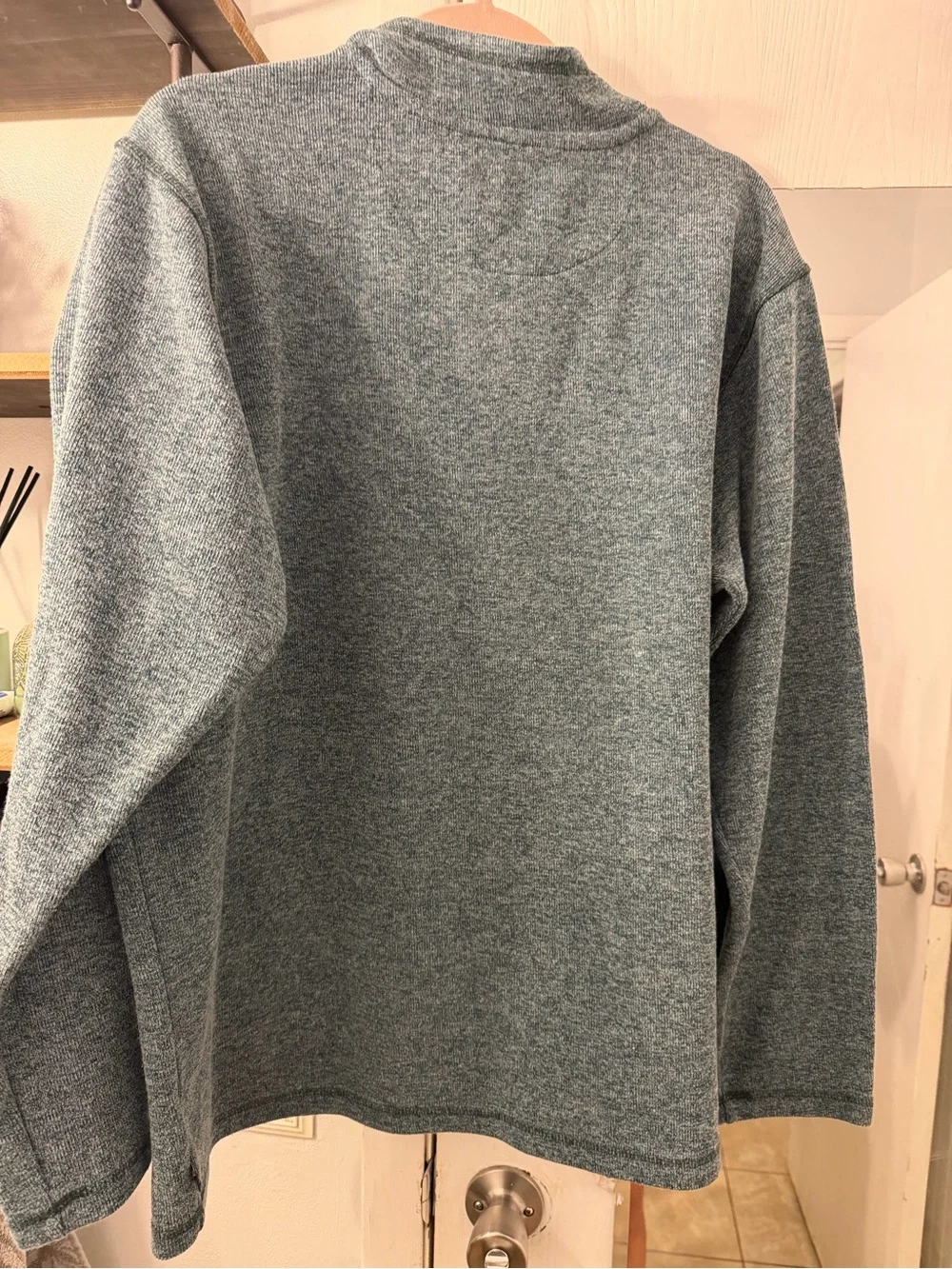 GAP Men's Heathered Teal Half-Zip Sweater